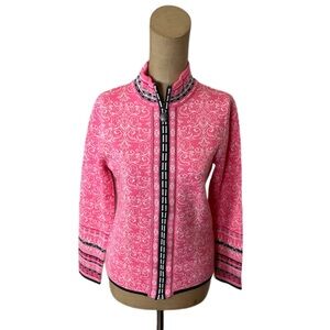 Icelandic Design Wool Pink Full Zip Sweater Cardigan Size Small